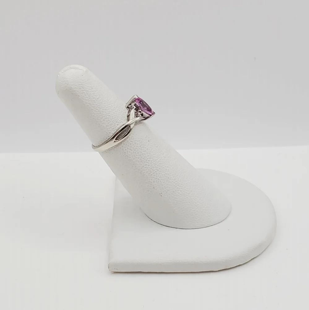 10k White Gold Marquise Pink Topaz Ring